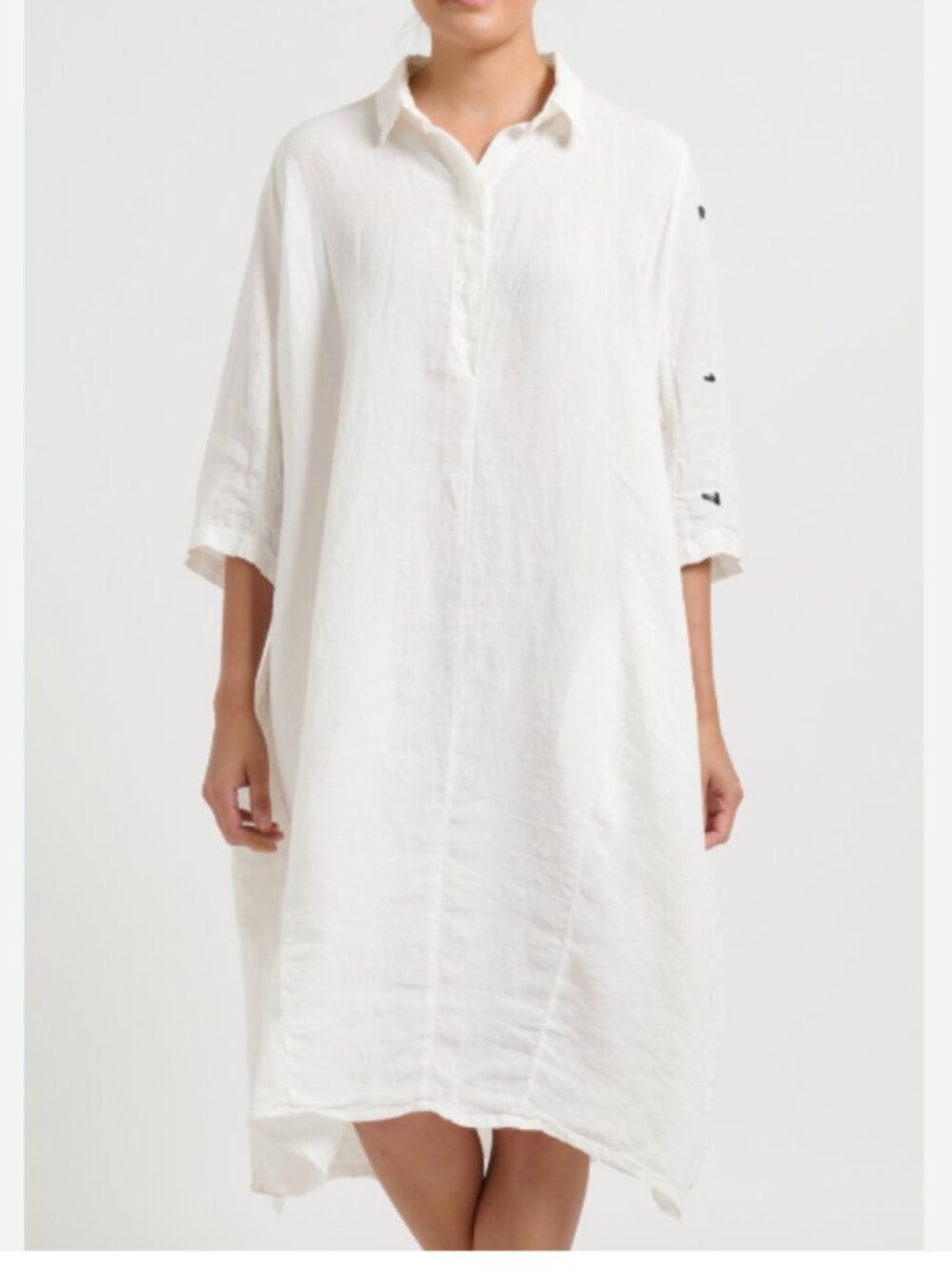 Studio Rundholz Black Label Linen Numbers Dress White Lagenlook Relaxed